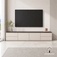 Meuble TV sur pied moderne personnalisé XINGRUO, console multimédia longue et basse, rangement sans poignée avec tiroirs, pour salon et appartement