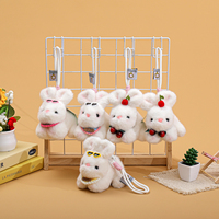 Kacamata Novelty dan Gantungan Kunci Kelinci Plush Dekorasi Ceri Aksesoris Kelinci Putih Lembut Mainan Mini untuk Tas Sekolah