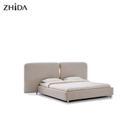 Ensemble de chambre à coucher avec lit king-size de style moderne personnalisé, cadre de lit en tissu velours doux, meubles de chambre en bois fabriqués par des fabricants