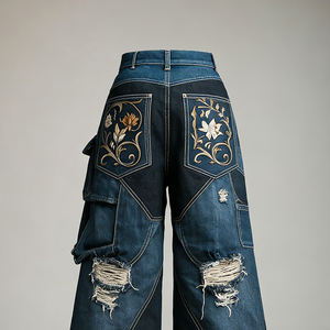 Jeans Vintage di Alta Qualità con Ricamo 3D Y2k, <span class=keywords><strong>Pantaloni</strong></span> Casual da <span class=keywords><strong>Donna</strong></span> Streetwear, Jeans a Vita Alta <span class=keywords><strong>Oversize</strong></span> - Product Image 5