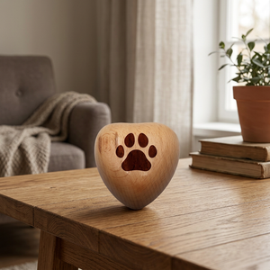 Urnes funéraires personnalisées en bois de rose écologiques et artisanales en forme de cœur pour les cendres d'animaux (taille et forme personnalisables) - Product Image 2