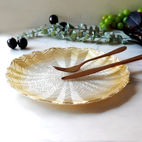 Assiette de Présentation en Verre Écologique Ronde Gravée Motif Bord Doré Vaisselle de Mariage Européenne pour Dîner et Fêtes