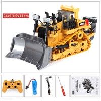 LINK BRAND 1:24 Bulldozer et pelle en alliage télécommandés sans fil Voitures RC Effet sonore et lumineux pour les enfants