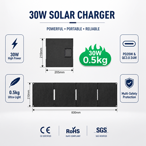 Panneau <span class=keywords><strong>Solaire</strong></span> Portable Pliable en Gros 15W 30W 60W <span class=keywords><strong>Chargeur</strong></span> USB pour Camping et Alimentation de Secours d'Urgence - Product Image 1