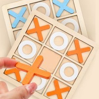 Planche en bois à neuf grilles Xo Tic-Tac-Toe Jouets éducatifs pour enfants Jeux de société Tic-Tac-Toe Bébé Montessori Jouets éducatifs