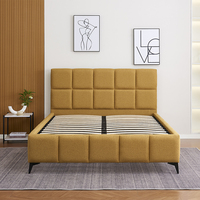 Lit plateforme pliable de style italien mid-century moderne, luxueux, rembourré en velours, taille Queen et King, respectueux de l'environnement
