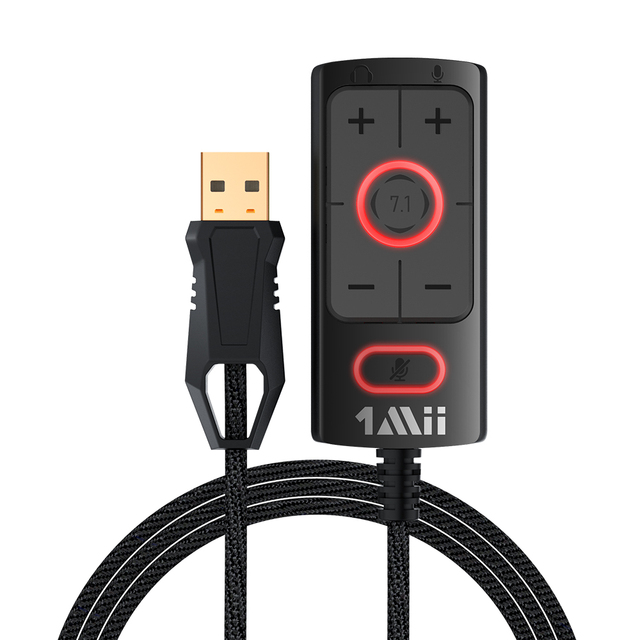 1Mii High End Audio Sound Cards USB Powered Virtual AMP Audio Card with 7.1 Surround Sound 3.5mm AUX Out for Windows Mac PS4