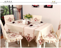 Nappes de table simples brodées de style européen multi-tailles pour table rectangulaire en polyester carrée moderne tricotée imperméable