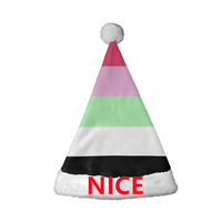 Chapeau de Père Noël personnalisé en polaire corail, motif drapeau arc-en-ciel gay neutre, idéal pour le Mois de la fierté et les défilés du Nouvel An