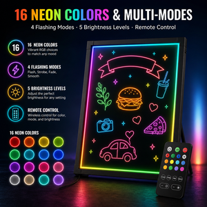 Hanging LED Writing Board Message Sign with <b>Remote</b> <b>Control</b> 16 Colors <b>Lighted</b> Chalkboard Advertising Display Board for Shop - Product Image 2