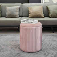 Bailey peu coûteux durabilité pouf dressing tabouret rond rose velours pouf pour chaise salon