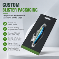 Emballage en blister personnalisé pour leurres de pêche |   Emballage en blister transparent en PET OEM avec carte en papier imprimée |   Impression de logo sur mesure, forme et taille personnalisées