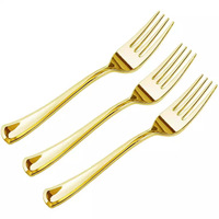 Vente directe usine – Ensemble de couverts jetables (couteau, fourchette, cuillère) plaqué or UV – Fourniture en gros