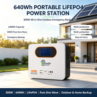 Centrale Électrique Portable à Onde Sinusoïdale Pure LiFePO4 300W 640Wh Grande Capacité Entrée Solaire Max 300W Protections Multiples Diverses