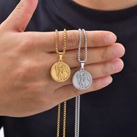 Collier en acier inoxydable avec médaillon Saint Michel Archange pour hommes, bijou religieux catholique de protection, vente en gros
