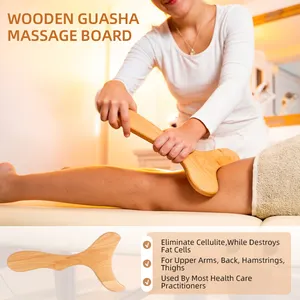 (Golden Verified Supplier) Holzmassage-Werkzeugset GuaSha Tools Body Guasha Set Anti-Cellulite-Massage gerät Holztherapie-Massage