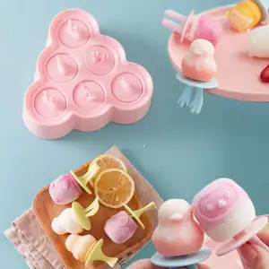 Mini silikon Popsicle kalıp Popsicle kalıp ev yapımı gıda saklama kabı çocuk hayvan karikatür dondurma DIY popüler kalıp