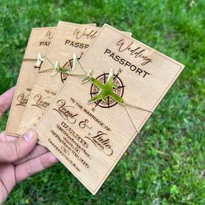 Cadeaux de fête d'anniversaire personnalisables Invitations de <span class=keywords><strong>mariage</strong></span> à la campagne Invitations de fête d'anniversaire de <span class=keywords><strong>mariage</strong></span> en bois personnalisées - Product Image 2