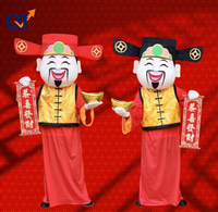 QUTENG Costume de cosplay, Mascotte de dessin animé personnalisée, Mascotte faite à la main, Tenue promotionnelle, Costume de fête, Dieu de la Richesse, Dieu de la Fortune
