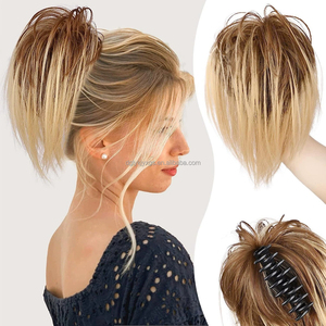 Nouveau Style <span class=keywords><strong>Long</strong></span> <span class=keywords><strong>Cheveux</strong></span> Synthétiques Griffe Queues De Cheval Messy Lazy Fluffy Perruque avec <span class=keywords><strong>Chignon</strong></span> et Barbe Messy pour Wigging - Product Image 2