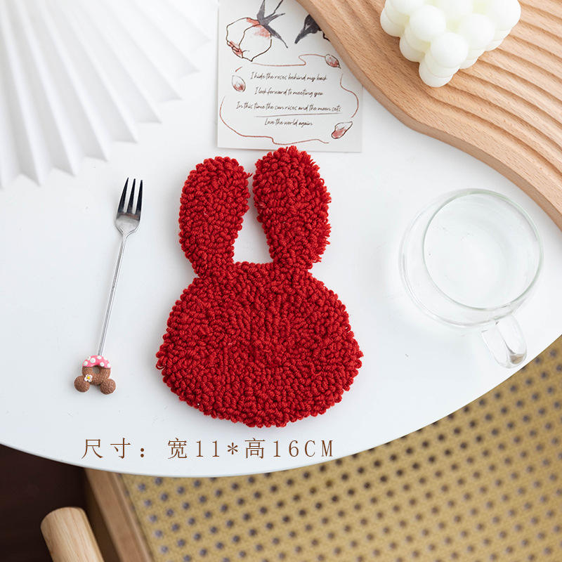 Conejo 1 posavasos material envuelto con aro de 20cm