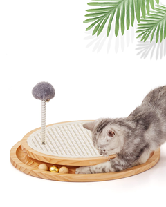Eco-Friendly RuiFan Cat Scratcher Sisal <b>Scratching</b> <b>Pad</b> Modern Wood Toy Interactive Ball Spring Mental Physical Exercise - Product Image 1