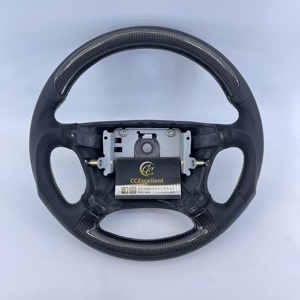 Volant en cuir et fibre de carbone véritable personnalisé, idéal pour SAAB 9-5 9-3 95 <span class=keywords><strong>93</strong></span> Aero Convertible Sedan Sport TurboX 1998-2005 - Product Image 1