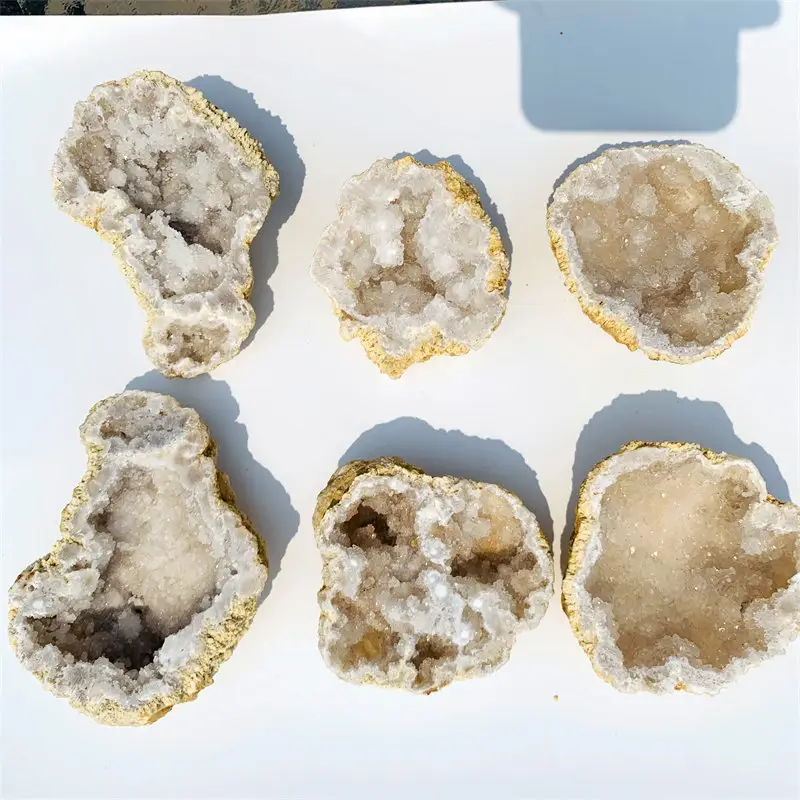Piedra Natural de cristal Natural, espécimen Mineral, Ágata blanca, Geoda, cristales de drusa, venta al por mayor