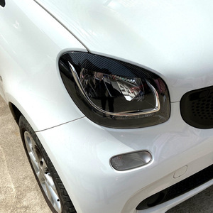 Couverture de phare intelligent en ABS, texture carbone noir piano, pour Smart 2014, accessoire de modification extérieure de voiture - Product Image 1