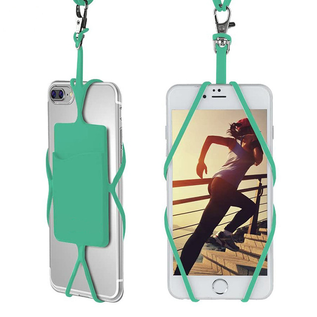 Cell Phone Lanyard Universal Neck Phone Holder Card Pocket and Silicone Neck Strap Shoulder Strap Phone Pouch with Cord