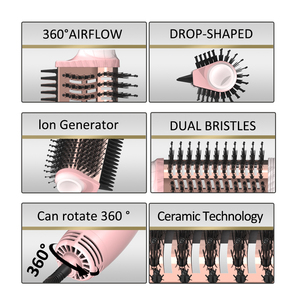 Brosse à air chaud double face 2 en 1 Ulelay, sèche-<span class=keywords><strong>cheveux</strong></span>, styler, volumateur, ions négatifs, température réglable, anti-frisottis, outil de coiffage - Product Image 4