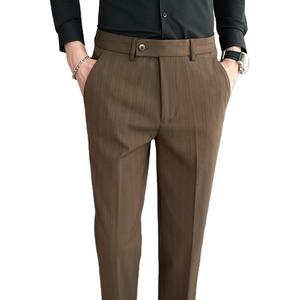 Nuovi <span class=keywords><strong>Pantaloni</strong></span> Eleganti da Uomo in Tessuto Non-Stiro, Slim Fit, Dritti, Nero, Albicocca, <span class=keywords><strong>Grigio</strong></span> <span class=keywords><strong>Scuro</strong></span>, <span class=keywords><strong>Pantaloni</strong></span> Casual da Uomo, <span class=keywords><strong>Pantaloni</strong></span> da Completo Maschili - Product Image 1