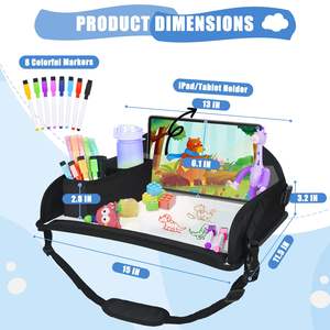 Échantillon gratuit Plateau de voyage pliable pour enfants avec tableau effaçable à sec et porte-tablette - Organisateur de siège auto et bureau pour tout-petits pour les voyages en voiture - Product Image 2