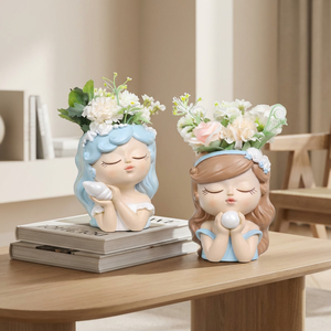 Roogo Nouveau Style Pot de Fleurs Fée Princesse pour Filles, Décoration de Bureau et Jardin, Cadeaux Bonsaï pour Amis - Product Image 1