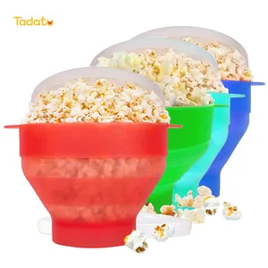 Kitchen Reusable Bpa Free Microwave Collapsible Bowl Silicone Popcorn Popper With Lid