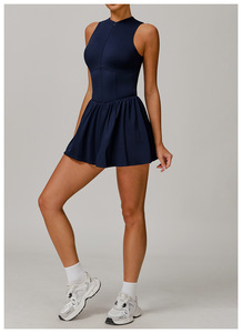 Abito da Tennis con Mezza Zip per Donna, Abbigliamento Fitness Personalizzato con Colletto Alto, Tuta Sportiva Traspirante per Attività - Product Image 3
