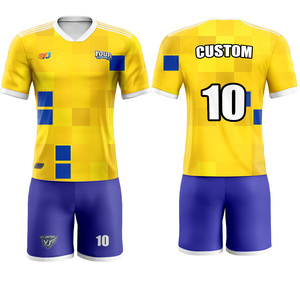 Dernière tendance Uniforme de football Col côtelé court Col rond Respectueux de la peau Impression par sublimation complète Uniformes d'académie - Product Image 2