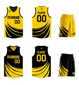 Maillot de basket-ball personnalisé noir et jaune, design double face, vêtements de sport - Product Image 3