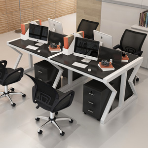 Escritorio de ordenador de oficina con pantalla para varias personas, escritorio de oficina con gabinete de almacenamiento y silla - Product Image 4