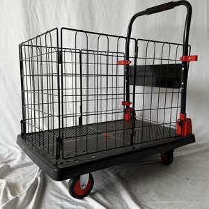 High Quality Heavy Duty Durable Anti-skid Panels Platform <b>Truck</b> Folding Hand Trolley with Fence and Silent Wheels - Product Image 4