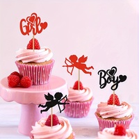 Cupid Junge oder Mädchen Cupcake-Topper Schwarz Rot Valentinstag Cupcake-Auswahl Valentinstag Geschlechtsoffenbarungs-Kuchendekoration