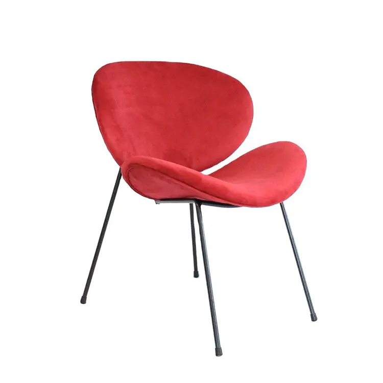Ortak ev mobilya sandalye tasarımcısı şezlong kabuk şekli kumaş kapak Metal bacaklar kabuk
