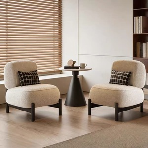 Antique Cream <strong>Sherpa</strong> Fabric Leisure <strong>Chair</strong> with Metal Legs for Bedroom and Living Room Casual Use-Modern Design - Product Image 2