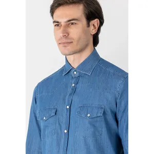 Chemise en denim bleu 100% coton pour toutes les saisons - Product Image 4