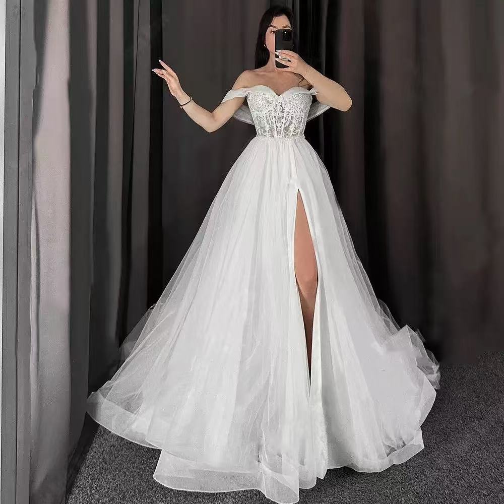 NDB10096 Bridal Dress Wedding Dress a Line Bride Skirt Off-Shoulder V Neck Simple Look Sexy Ivory White Lace| Alibaba.com NDB10096 Bridal Dress Wedding Dress a Line Bride Skirt Off-Shoulder V Neck Simple Look Sexy Ivory White Lace| Alibaba.com