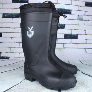 Botas de Lluvia para Hombre, Invierno, Forro de Algodón, Cálidas, Antideslizantes, para Nieve, Negras, Tacón Bajo, Color Sólido - Product Image 1