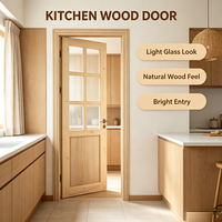 Solid Pine Wood Interior Glass Door Unfinished Timber Room Door for Bedroom Home Renovation