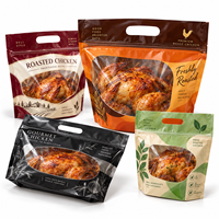 Sac d'emballage personnalisé pour poulet rôti avec poignée, fenêtre transparente et fermeture éclair pour plats chauds à emporter