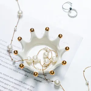 مخصص خاتم من السيراميك حامل المجوهرات تاج شكل خاتم حلية صينية طبق عيد ميلاد الزفاف مهرجان الهدايا