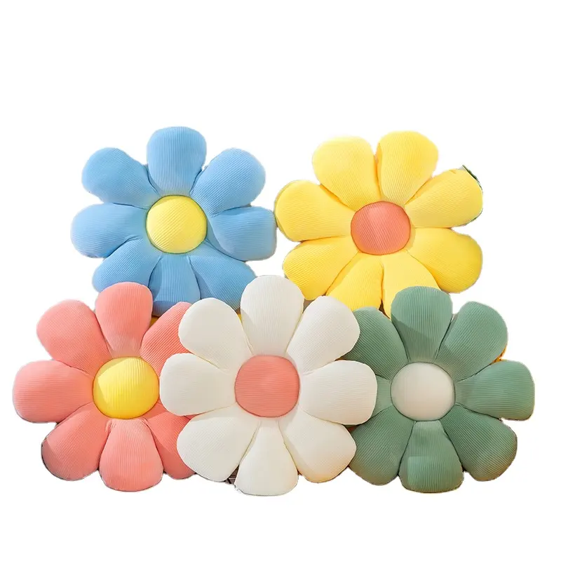 Almofadas em forma de flor yiwu ao cpc, almofada de pelúcia para crianças, decoração de mesa